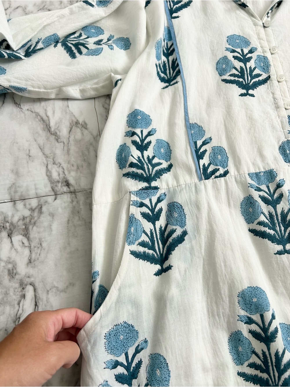 Victoria Dunn | women’s XL Blue and White Floral tiered Maxi Dress 100% cotton - Picture 6 of 11
